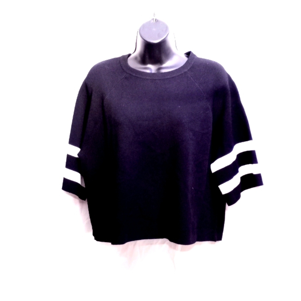 NWOT AUTUMN CASHMERE Cropped Striped S/S Knit Top